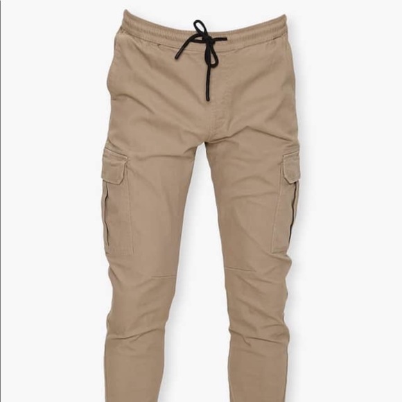 khaki drawstring cargo joggers